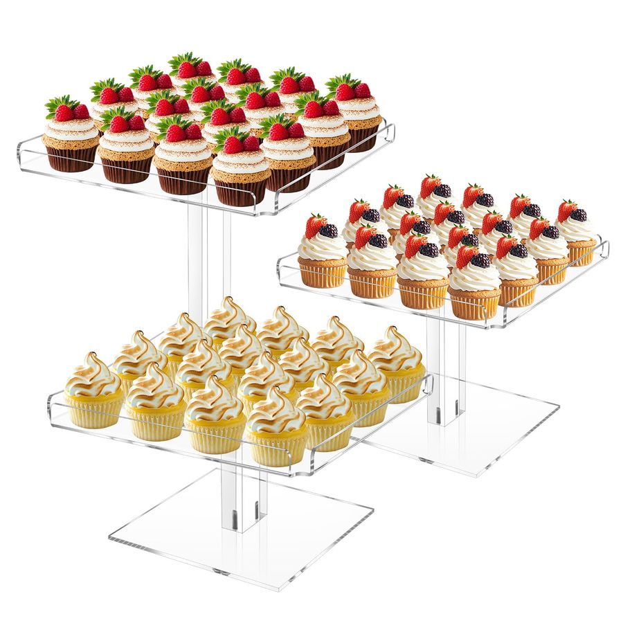 Display Risers Set - Tiered Serving Tray Set for Entertaining,
